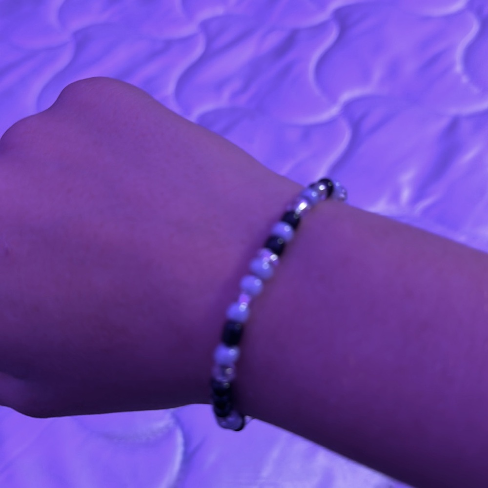 Black and clear and silver bracelet